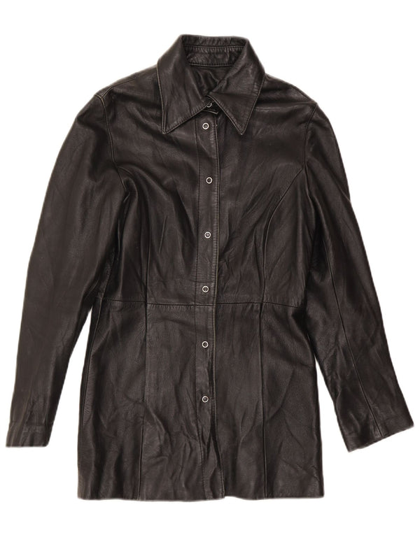 Vintage Damen Lederjacke UK 10 Small Schwarz
