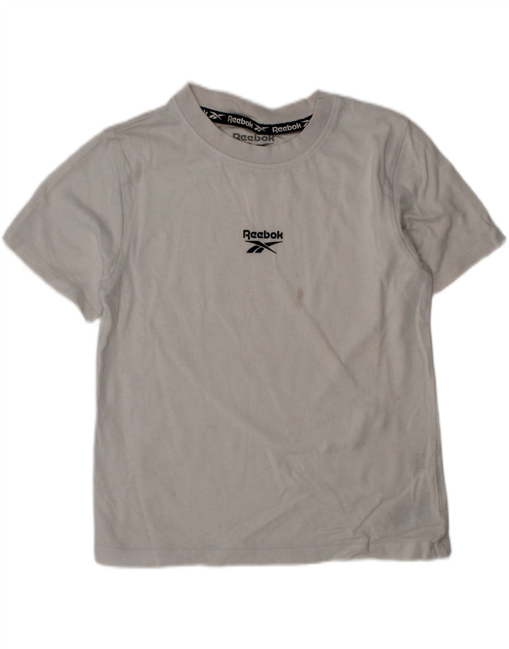 Reebok Jungen T-Shirt mit Grafik, 6–7 Jahre, weiße Baumwolle