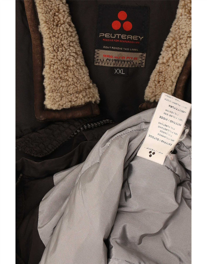 PEUTEREY Herren-Utility-Jacke UK 44 2XL Braunes Polyamid