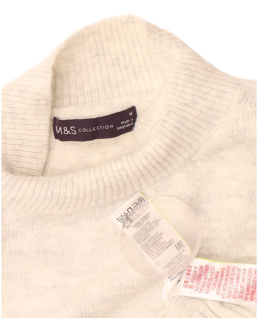 Marks & Spencer Damen-Pullover mit Rollkragen, UK 14, Mittelweiß