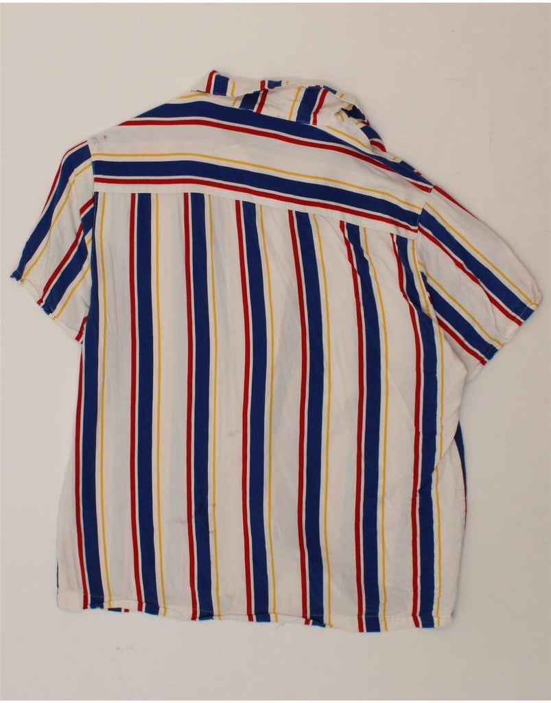 FOREVER 21 Mens Short Sleeve Shirt Medium Navy Blue Striped Cotton Vintage Forever 21 and Second-Hand Forever 21 from Messina Hembry 