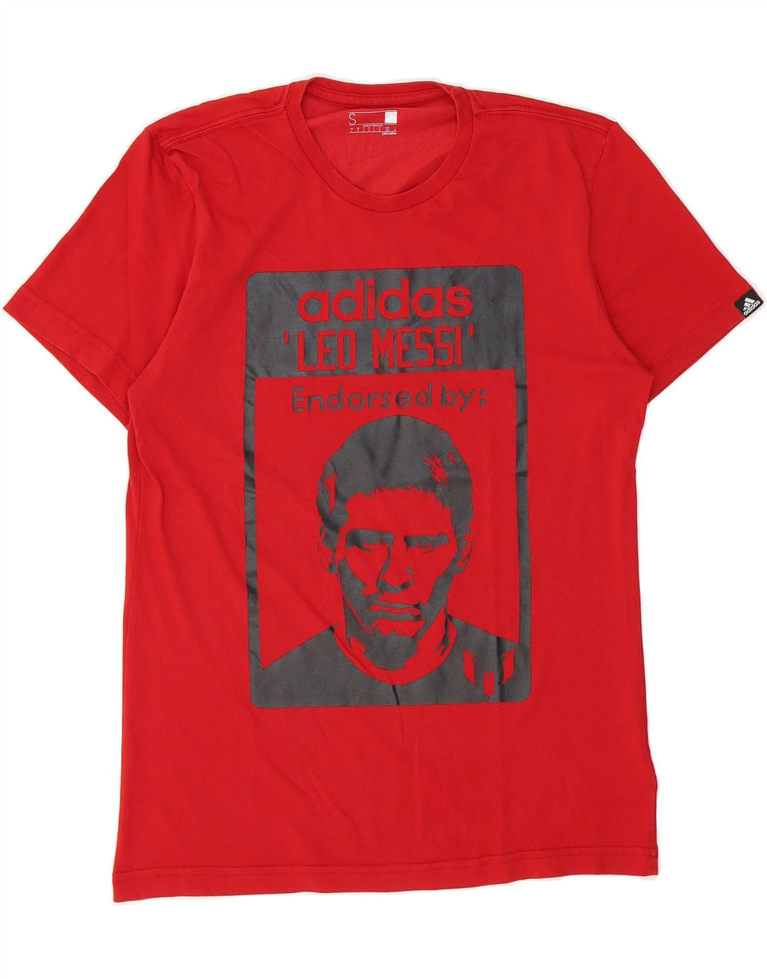 ADIDAS Mens MESSI Graphic T-Shirt Top Small Red Cotton Vintage Adidas and Second-Hand Adidas from Messina Hembry 