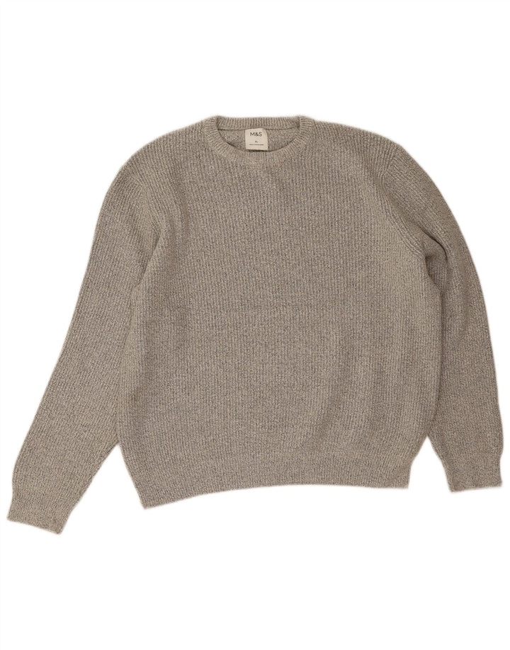 Marks & Spencer Herren-Pullover mit Rundhalsausschnitt, XL, Grau, Polyamid