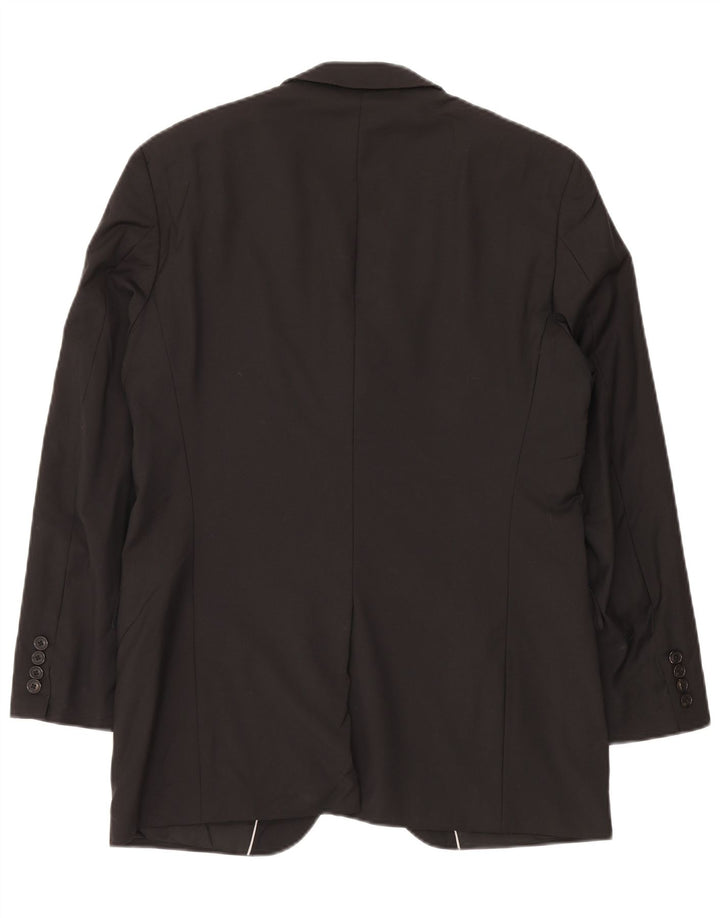 Vintage Damen Blazerjacke mit 2 Knöpfen, US 40, große schwarze Schurwolle