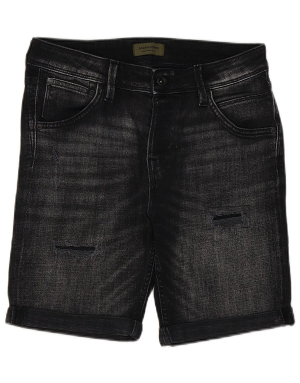 Jack & Jones Herren Jeansshorts im Distressed-Look, Größe S, W29, Schwarz