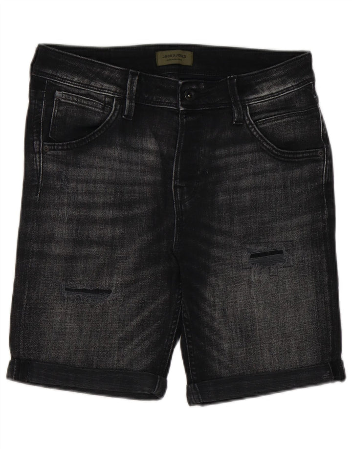 Jack & Jones Herren Jeansshorts im Distressed-Look, Größe S, W29, Schwarz