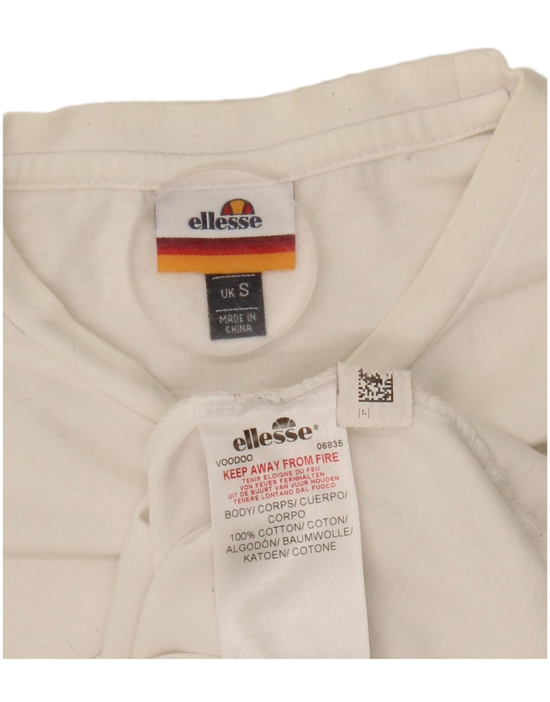 Ellesi Damen T-Shirt Top UK 10 Small Weiße Baumwolle