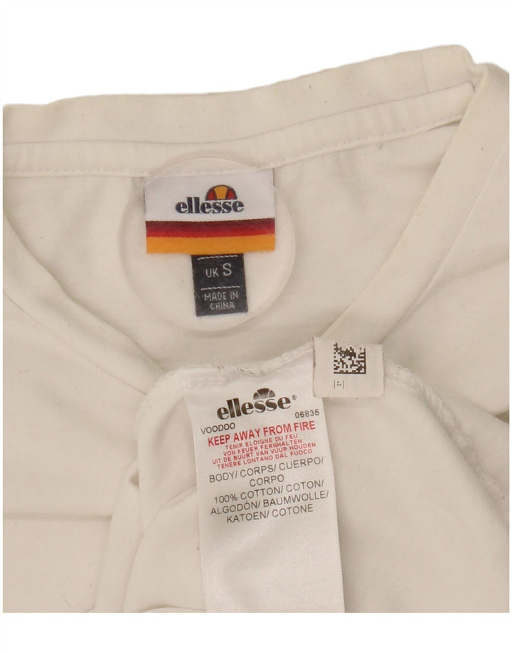 Ellesi Damen T-Shirt Top UK 10 Small Weiße Baumwolle