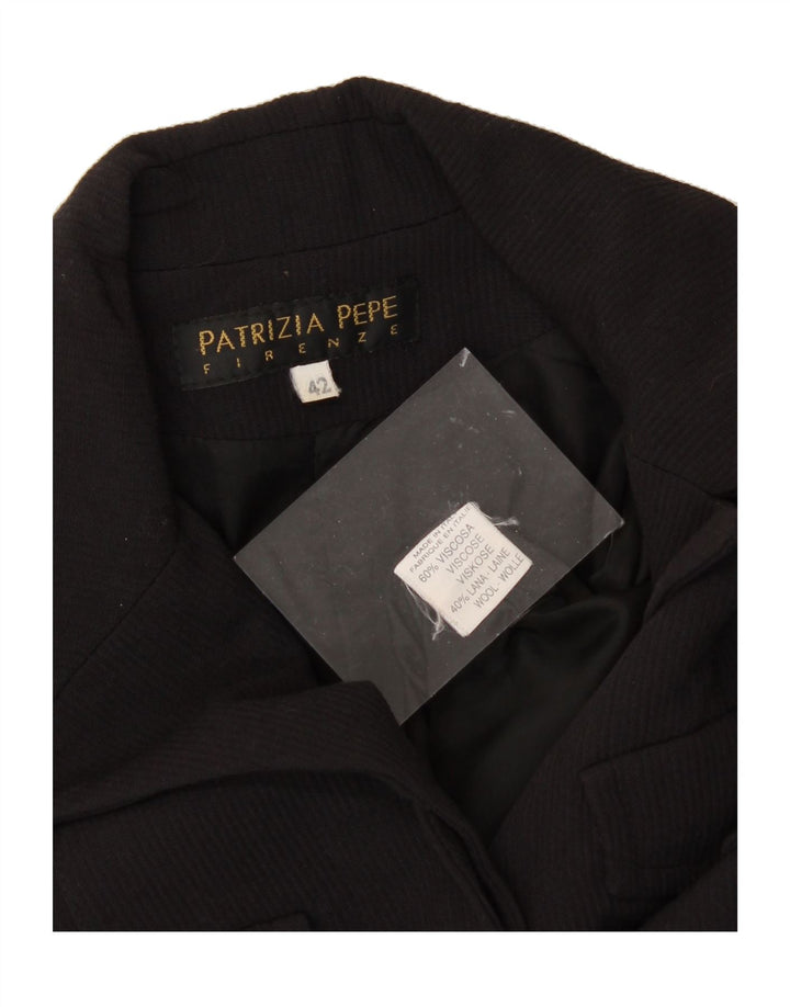 PATRIZIA PEPE Womens Overcoat IT 42 Medium Black Viscose Vintage Patrizia Pepe and Second-Hand Patrizia Pepe from Messina Hembry 