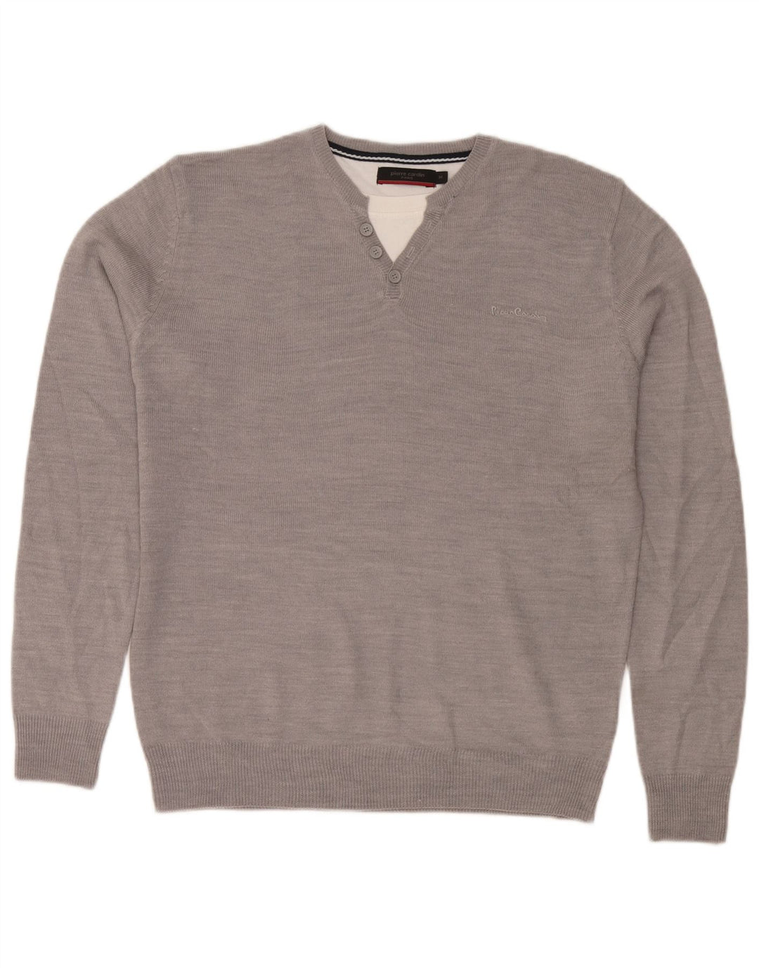 Pierre Cardin Herren-Pullover mit Rundhalsausschnitt, mittelgraues Acryl