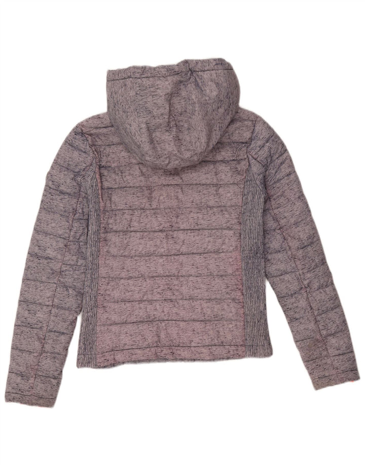 Superdry Wattierte Damenjacke mit Kapuze UK 8 XS Graues Colourblock-Polyester