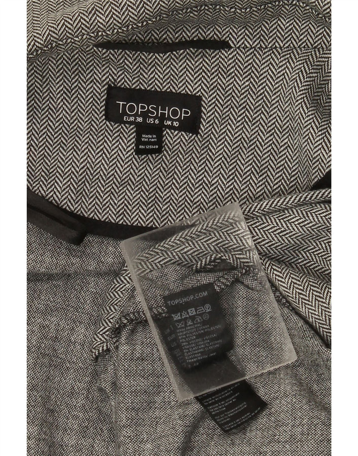 Topshop Damen offener übergroßer Mantel UK 10 Small Grey Herringbone