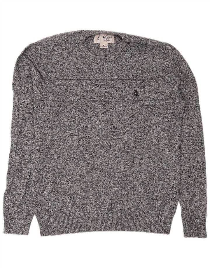 Penguin Herren-Pullover mit Rundhalsausschnitt, mittelgrau gesprenkelte Baumwolle
