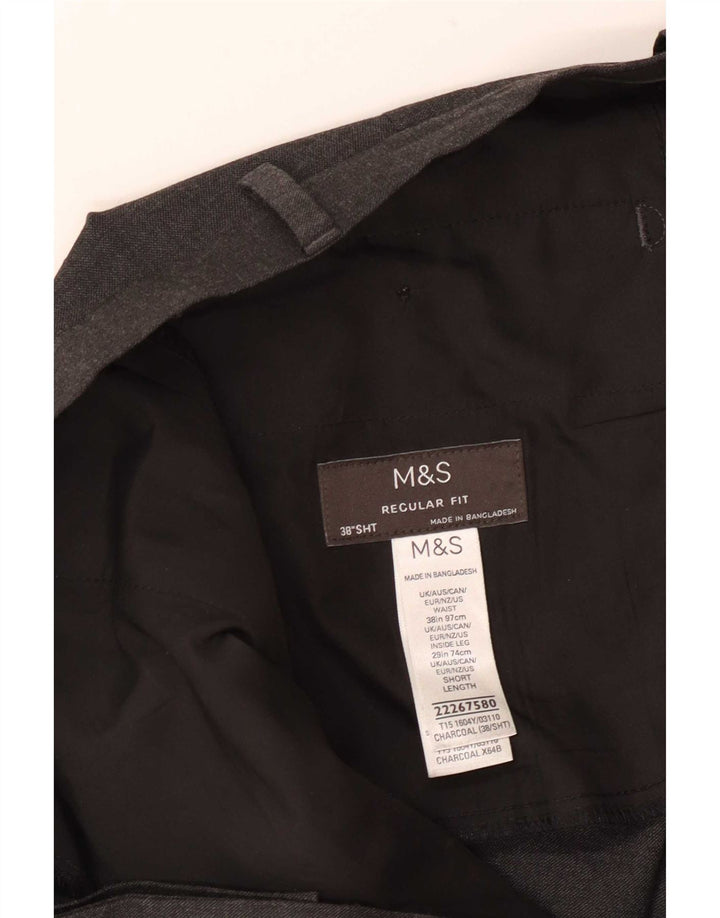 Marks & Spencer Herren-Anzughose in normaler Passform, W38 L29, grau, Polyester