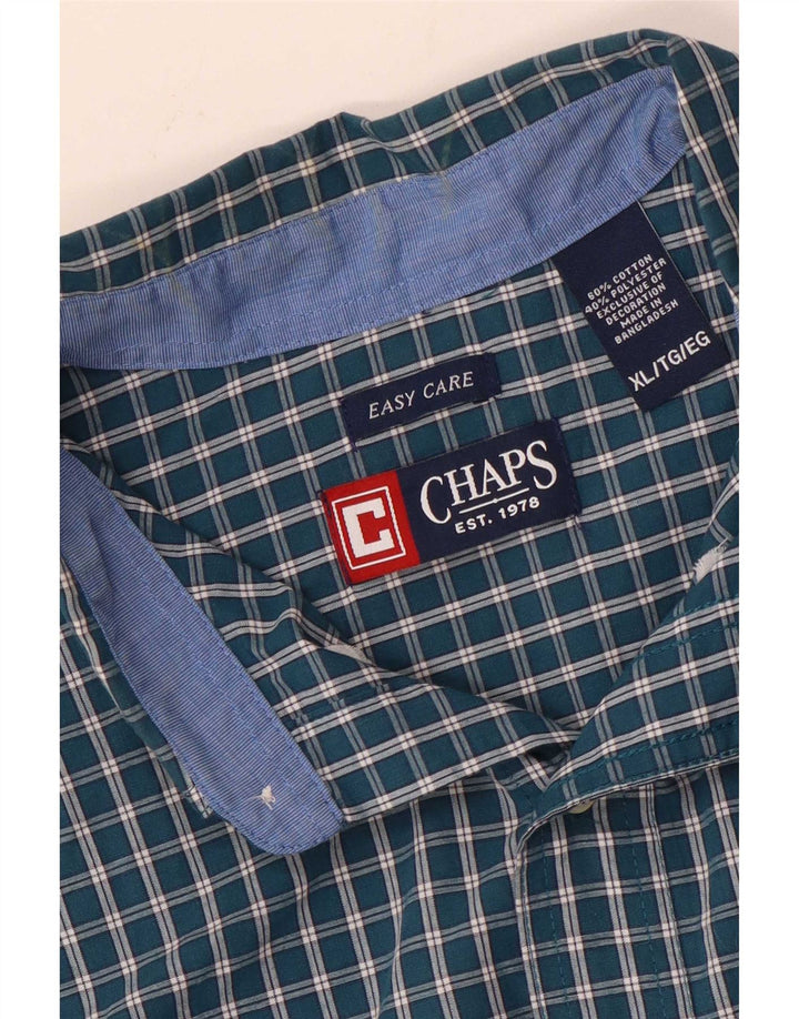 Chaps Herrenhemd XL grün kariert Baumwolle