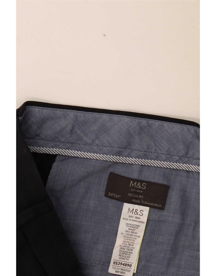 Marks & Spencer Herren-Anzughose, gerade, normal, W34, L31, Marineblau