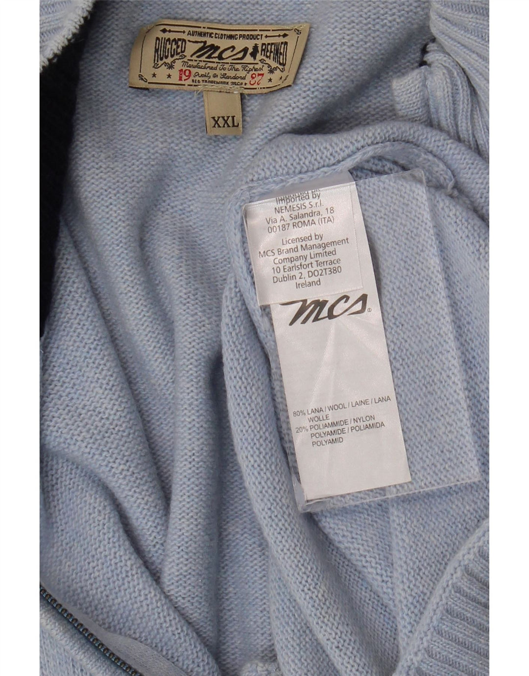 MARLBORO CLASSICS Herren Strickjacke 2XL Blaue Wolle