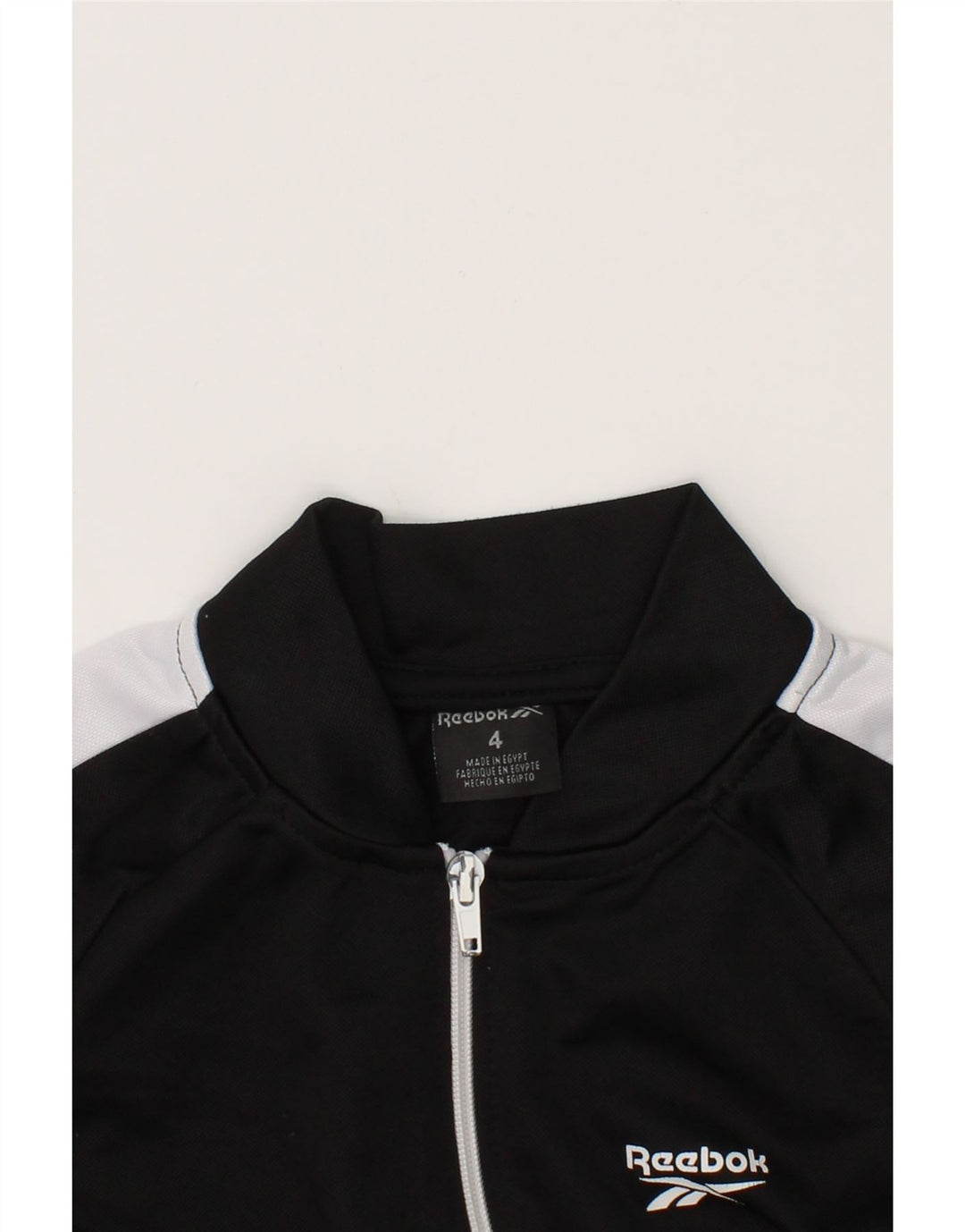 REEBOK Boys Graphic Tracksuit Top Jacket 3-4 Years Black Colourblock Vintage Reebok and Second-Hand Reebok from Messina Hembry 