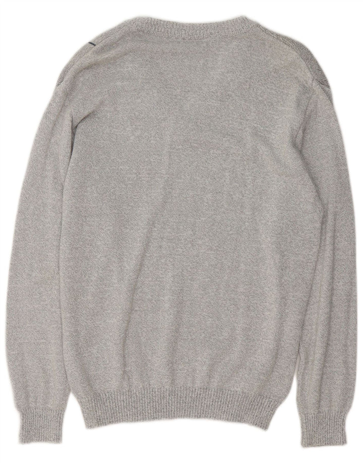 Marc Rene Herren-Pullover mit V-Ausschnitt IT 50 Mittelgrau Geometrisch