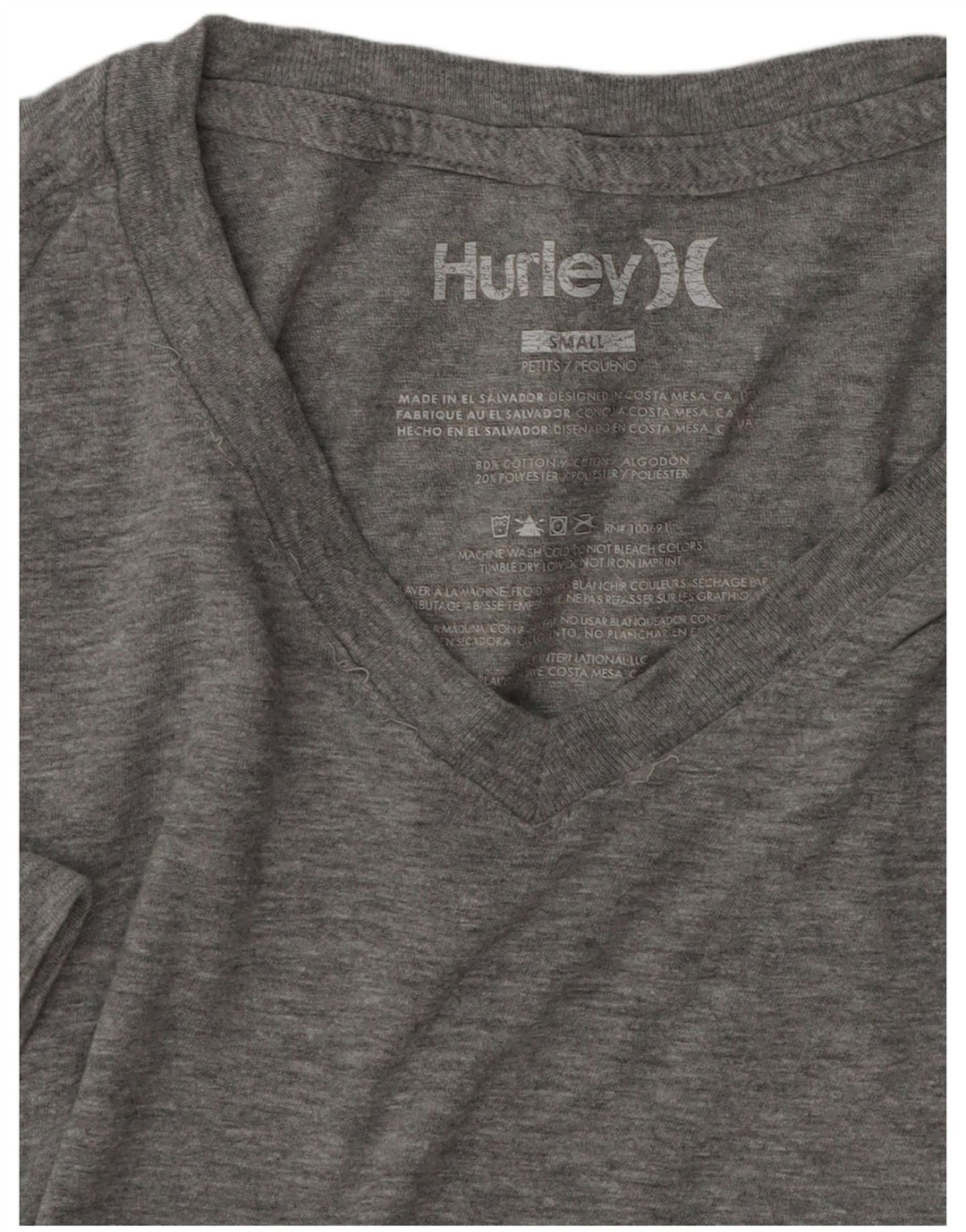 Hurley Herren-T-Shirt-Oberteil, klein, grau gesprenkelte Baumwolle