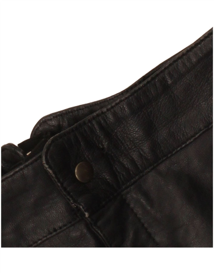 VINTAGE Womens Leather Skirt W28 Medium Black Leather