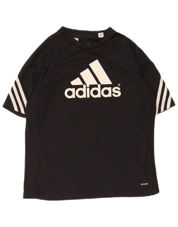 Adidas Damen Climalite Graphic T-Shirt Top UK 12 Medium Schwarz Polyester