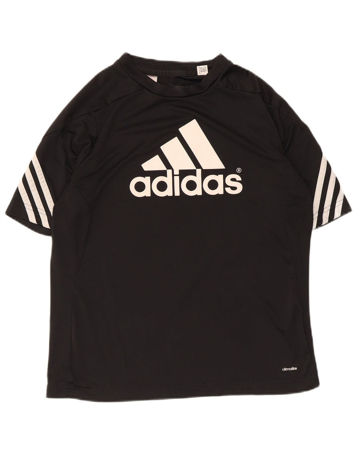Adidas Damen Climalite Graphic T-Shirt Top UK 12 Medium Schwarz Polyester