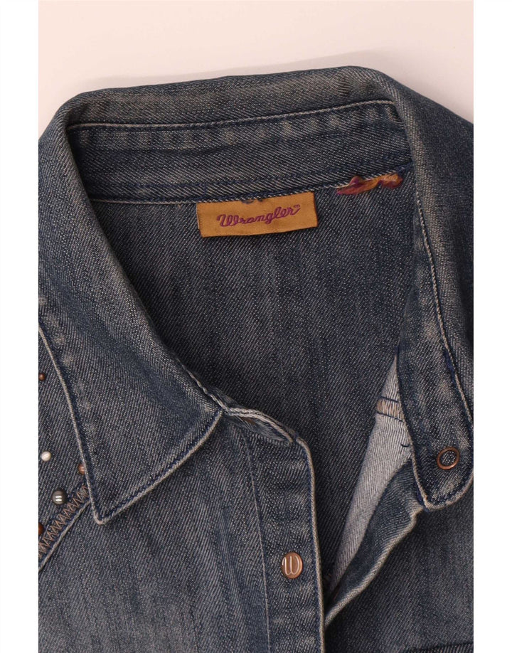Wrangler Damen ärmelloses Jeanshemd UK 16 Large Blau