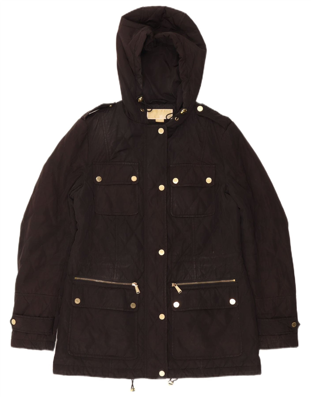 MICHAEL KORS Damen Steppjacke mit lockerer Passform und Kapuze, Gr. 10, Schwarz