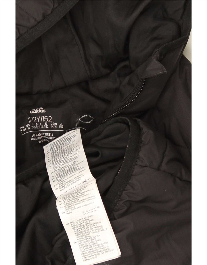 Adidas Jungen wattierte Jacke mit Kapuze, 11–12 Jahre, schwarzes Polyester