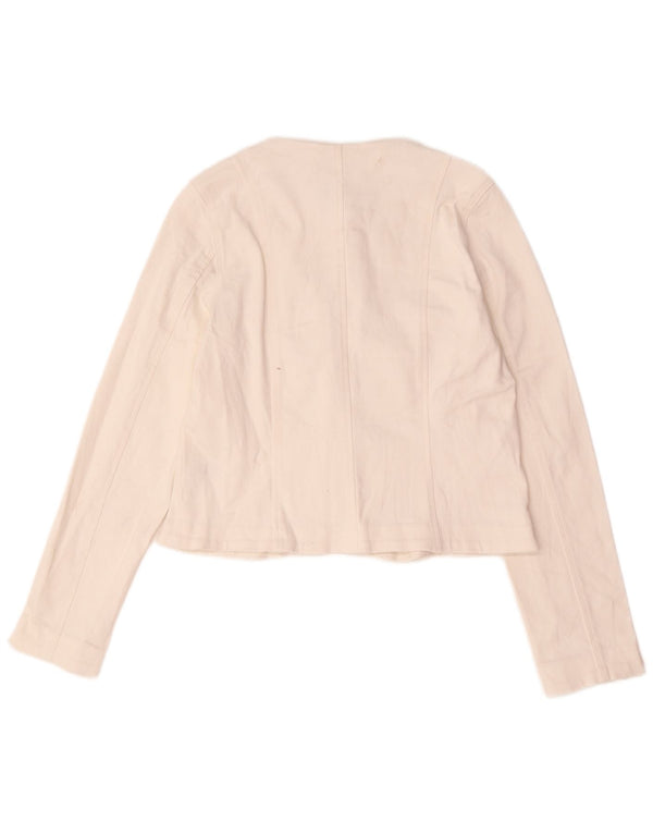 Lipsy Womens Crop 5 Button Blazer Jacke UK 12 Mittelweiße Baumwolle