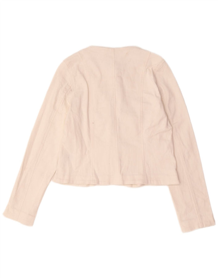 Lipsy Womens Crop 5 Button Blazer Jacke UK 12 Mittelweiße Baumwolle
