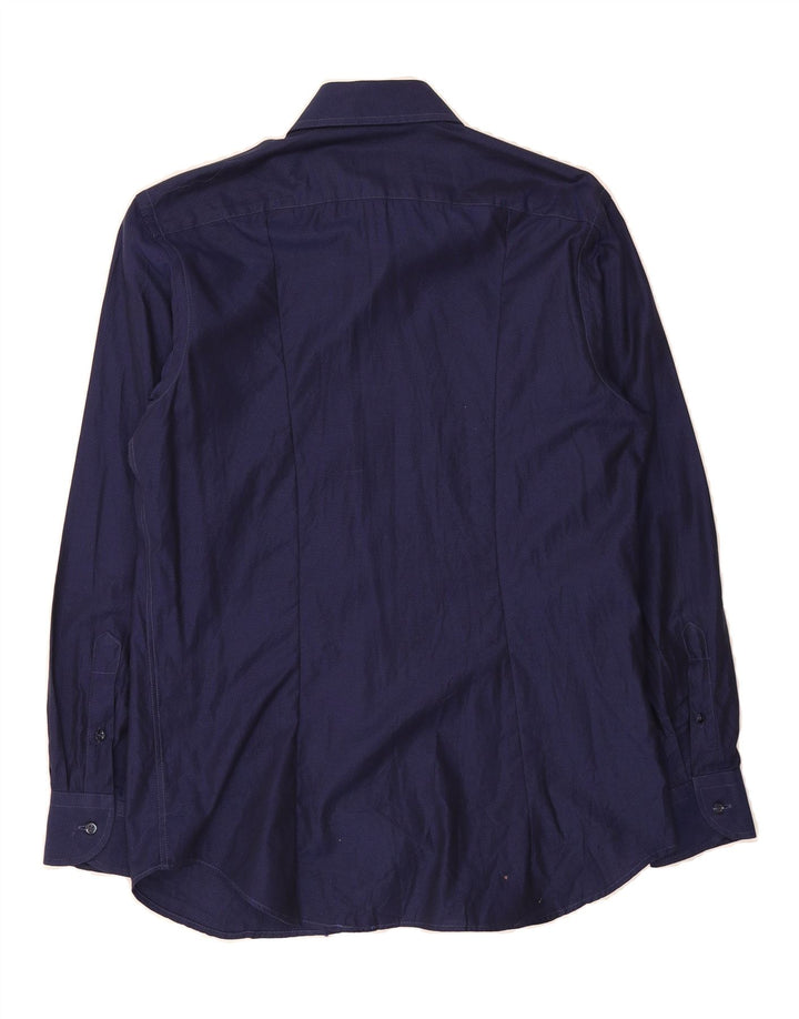 ROCCOBAROCCO Mens Shirt Size 15 Medium Navy Blue Cotton Vintage Roccobarocco and Second-Hand Roccobarocco from Messina Hembry 
