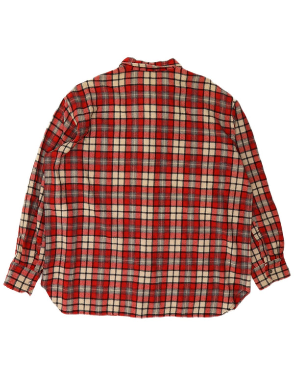 Vintage Mens Flannel Shirt XL Red Check Wool