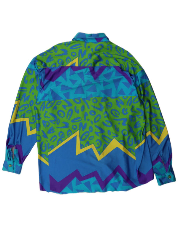 VINTAGE Mens Shirt XL Blue Geometric