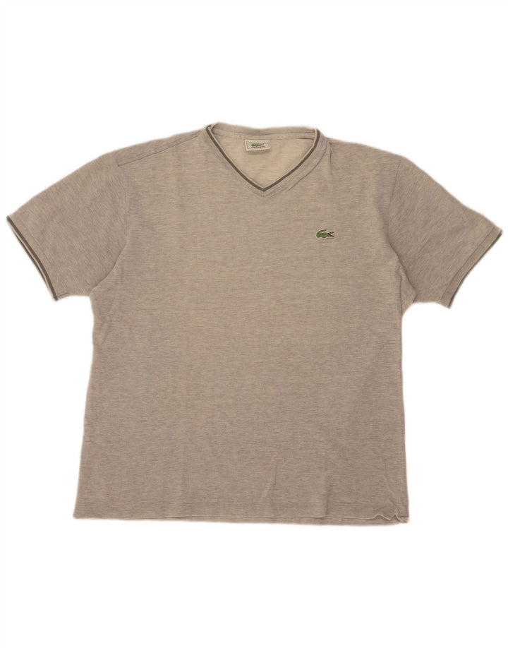 Lacoste Herren T-Shirt Top Größe 5 Große grau gefleckte Baumwolle