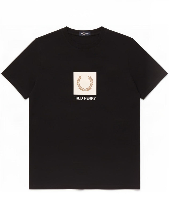 Fred Perry Herren Grafik-T-Shirt-Oberteil aus mittelschwarzer Baumwolle
