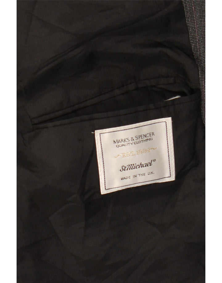 Marks & Spencer Herren-Blazer, lang, mit 2 Knöpfen, UK 42, Größe L, grau, Polyester