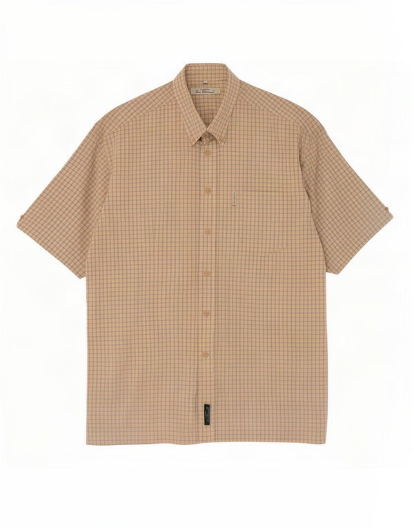 Ben Sherman Herren-Kurzarmhemd aus mittelbeiger Gingham-Baumwolle