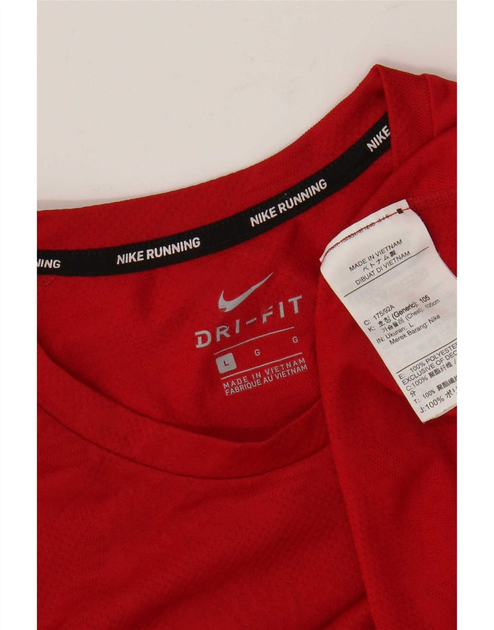 Nike Herren Dri Fit T-Shirt Top, großes rotes Polyester