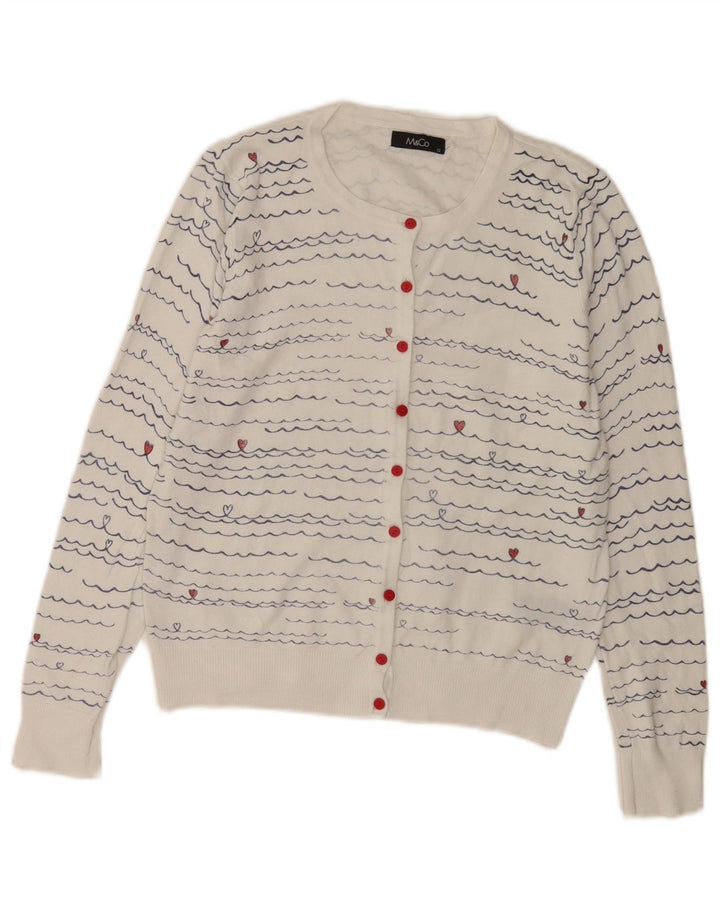 M&Co Damen-Cardigan-Pullover UK 12 Mittelweiß gestreifte Viskose