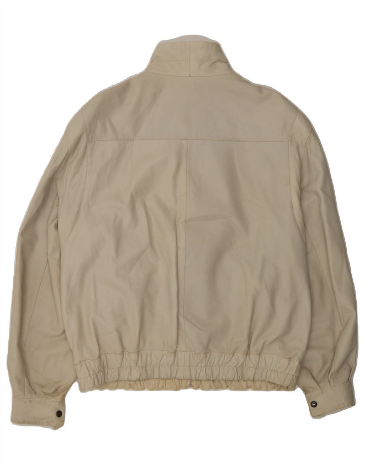 ESSEBI Womens Leather Jacket IT 54 2XL Off White Viscose Vintage Essebi and Second-Hand Essebi from Messina Hembry 