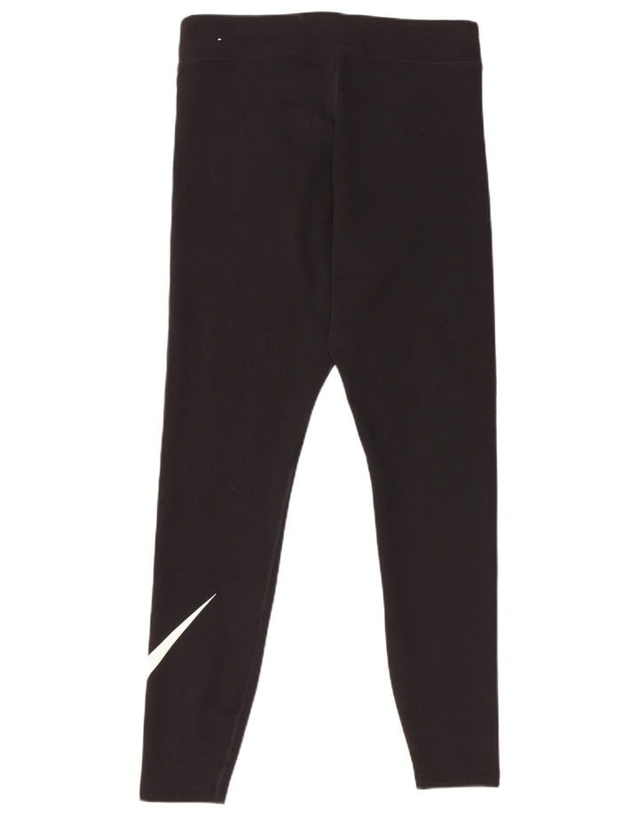 Nike Damen Graphic Leggings UK 16 Large Schwarz Baumwolle