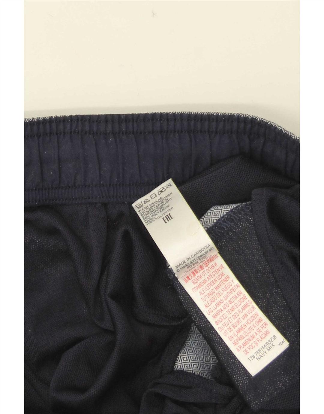 Marks & Spencer Herren-Sportshorts, groß, marineblau, geometrische Baumwolle