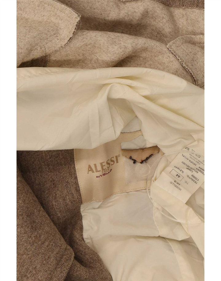 Vintage Damen 4-Knopf-Blazerjacke IT 44 Mittelbeige Baumwolle