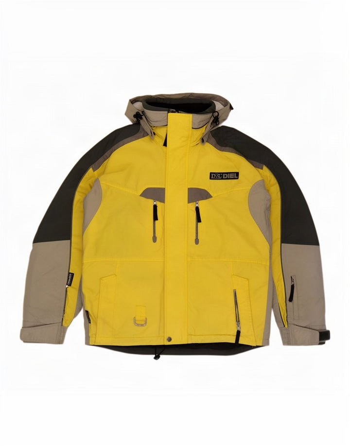 Diel Herren-Skijacke mit Kapuze, UK 38, Mittelgelb, Farbblock