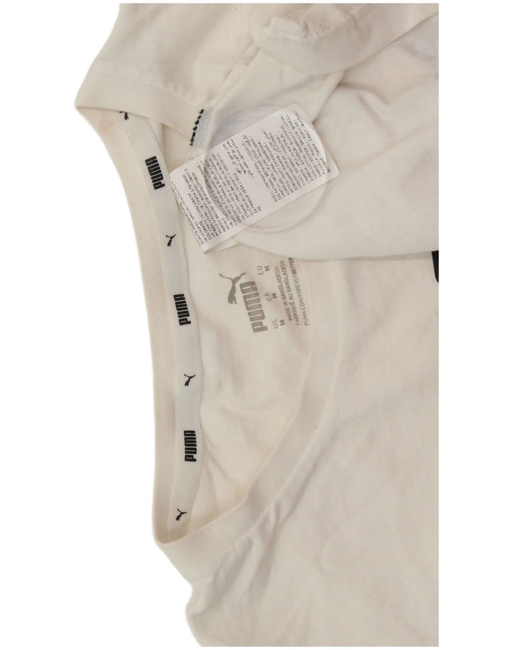 PUMA Herren Grafik-T-Shirt-Oberteil aus mittelweißer Baumwolle