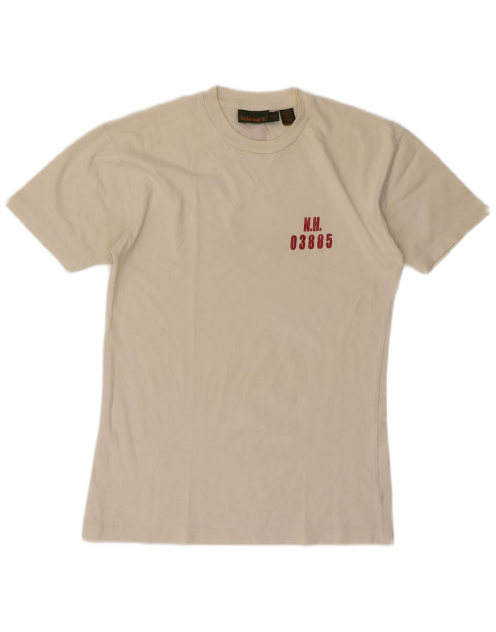 Timberland Herren-T-Shirt mit Grafik, Größe S, weiße Baumwolle