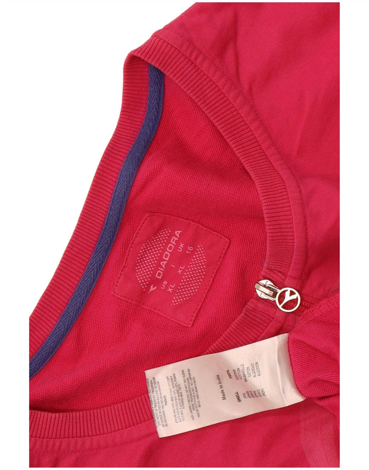 Diadora Damen-Trainingsanzug-Oberteil mit grafischer Grafik, Gr. 16, Rosa