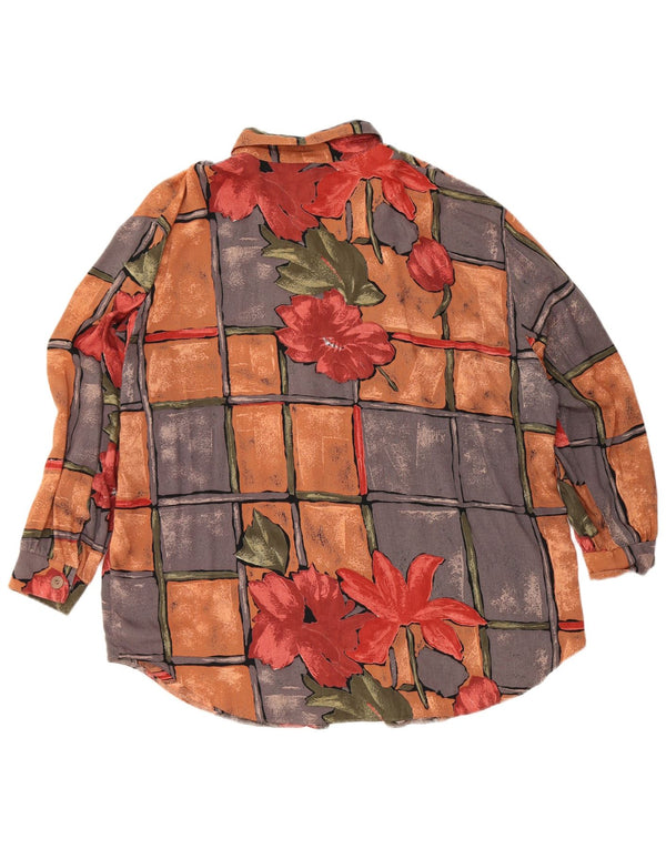 Vintage Damen Hemdbluse UK 22 3XL Mehrfarbig geblümte Viskose